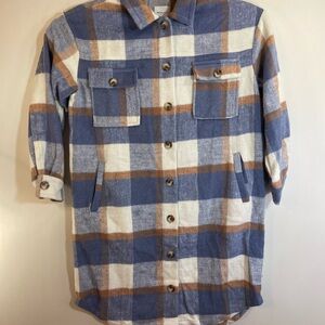 Gilli Women’s Plaid Flannel Shacket Polyester Snap Front Pockets Small NWT